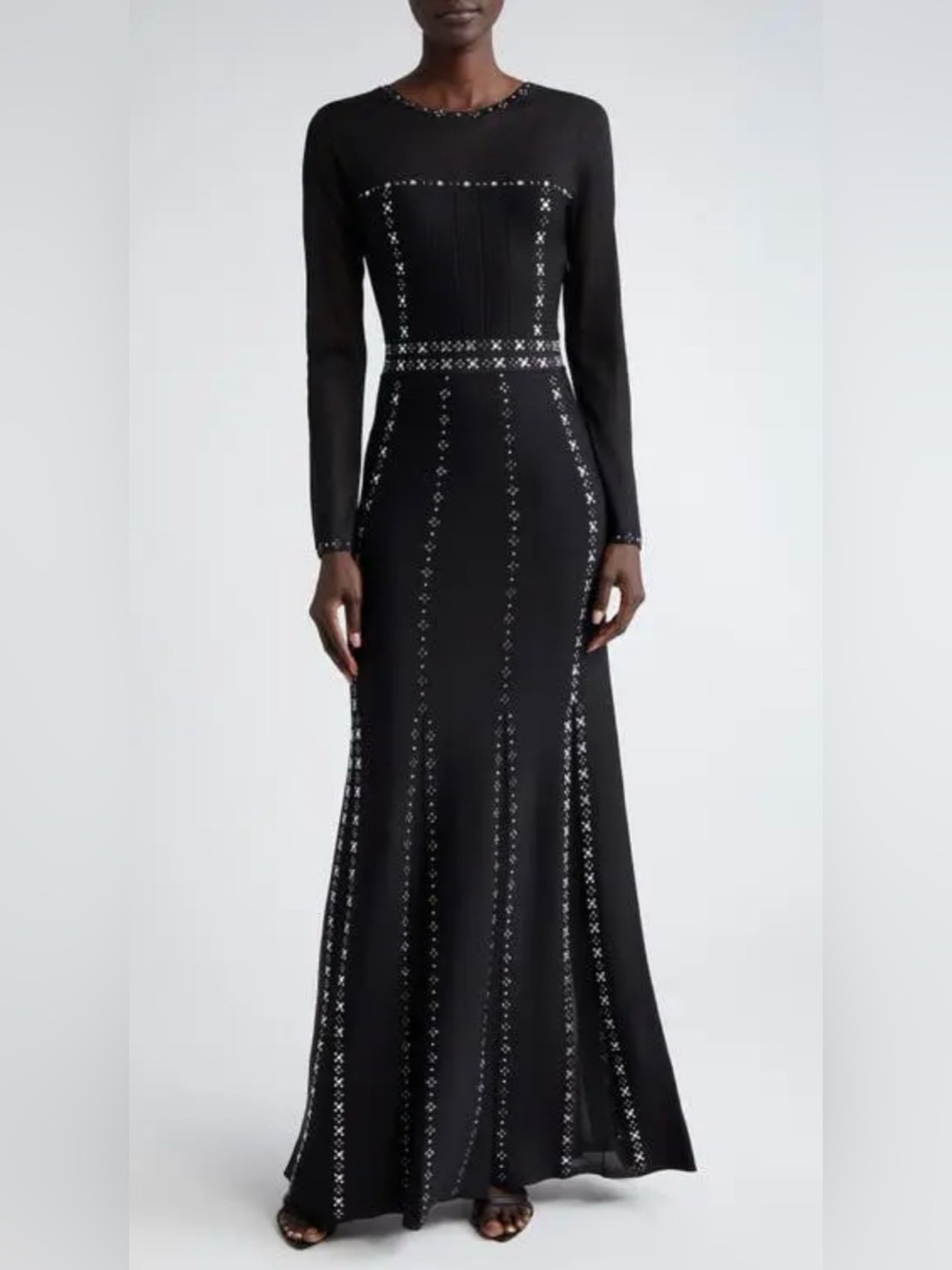 ST John Rhinestone Embellished Knit Gown Size 16